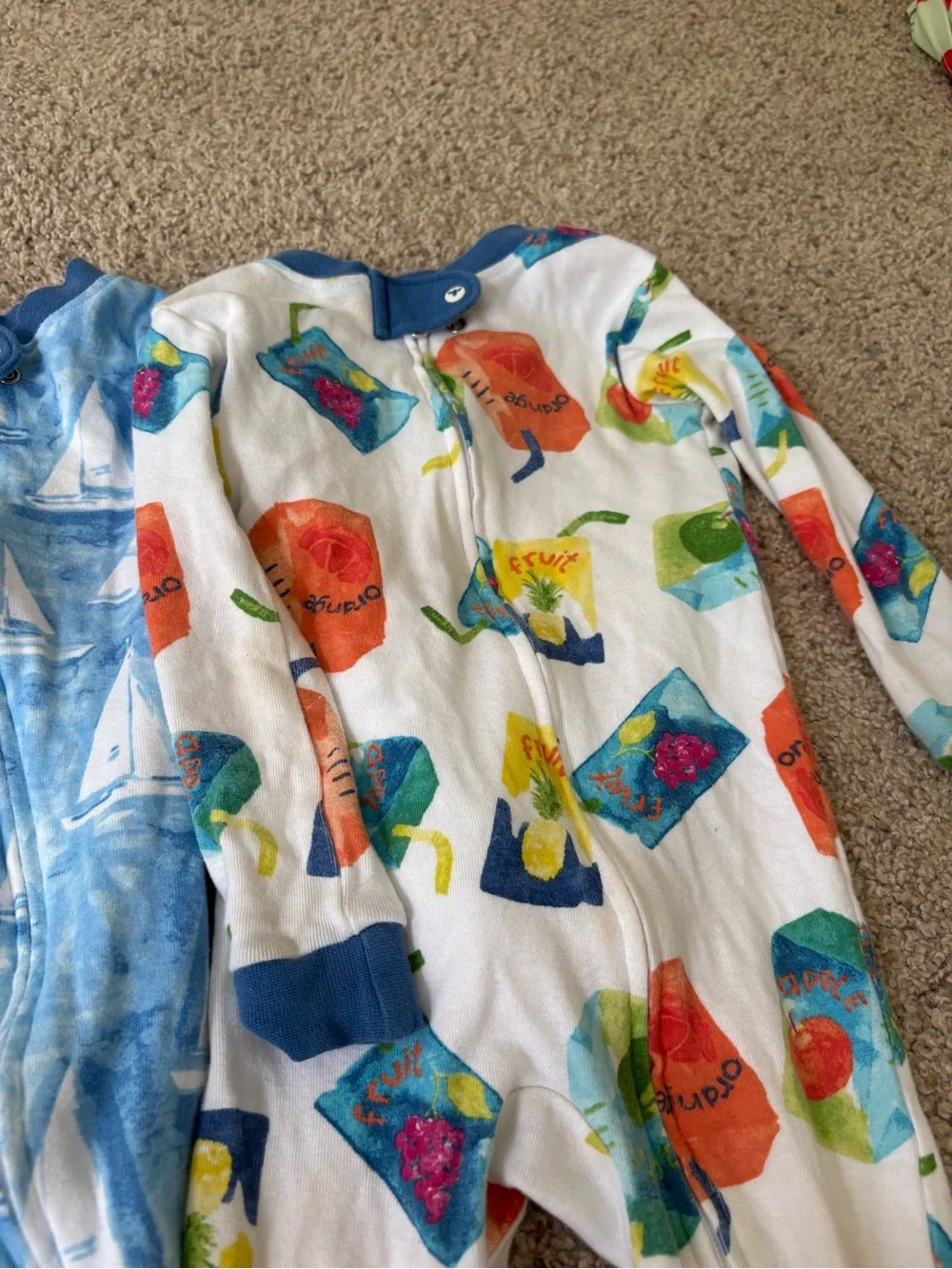 Burt’s Bees Baby Set Of 3 Pajamas 18 Months Zipper Boats Juice Box Baseball